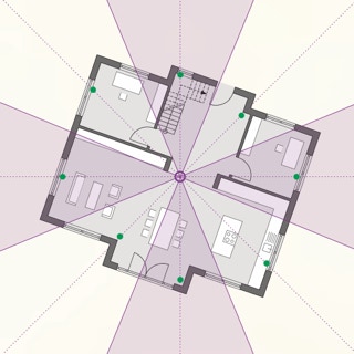 Grundrissplan mit den 8 Vastu-Himmelsrichtungen