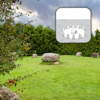 Ausschnitte eines Steinkreises mit zugehöriger Grafik