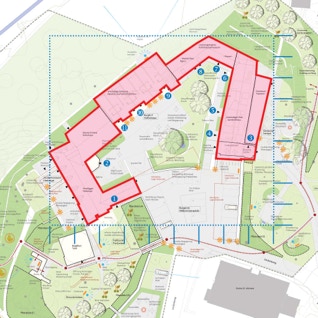 Im Plan markierte Eingänge in Plan-Variante